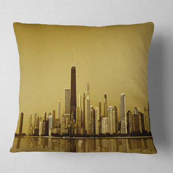 Chicago Gold Coast with Skyscrapers Cityscape Throw Pillow, 16"x16"