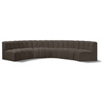 Meridian Furniture - Arc Boucle Fabric Upholstered 6-Pc. U-Shaped Modular Sectional, Brown - Give your living room or den the perfect blend of style and versatility with this Arc boucle fabric curved modular Sectional. Part of the Arc modular furniture collection, this Sectional comes upholstered in rich brown boucle fabric and features deep channel tufting that adds a touch of luxury while enhancing comfort and support. A seamless combination of form and function, this chair can be used with other Arc pieces to create a myriad of configurations in your well-curated room.