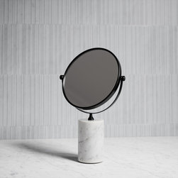 Elera Chrome & Carrara Marble Table Top Cosmetic Mirror - Makeup Mirrors