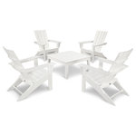 Polywood - Polywood Quattro 5-Piece Conversation Set, White - Simple to fold flat and travel with you by removing two pins at the front of the chair, the Quattro Folding Adirondacks pair beautifully with the POLYWOOD Modern Conversation Table for a cozy backyard, patio, or beach space. This set is constructed of durable POLYWOOD lumber available in a variety of attractive, fade-resistant colors and will never require painting, staining, or waterproofing.