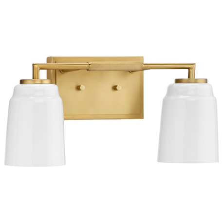 Spenser Collection Two-Light Industrial Vanity Light, Brushed Gold