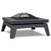 Bowery Hill Contemporary Wood Burning Fire Pit in Gray