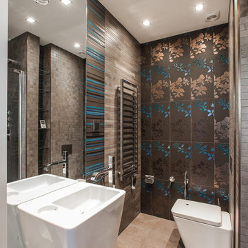 Ванная комната в современном стиле квартиры "Ультрафиолет" в Донском проезде