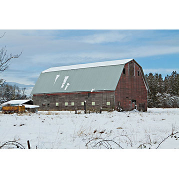 Fine Art Photograph, Red Barn in Winter, Fine Art Paper Giclee