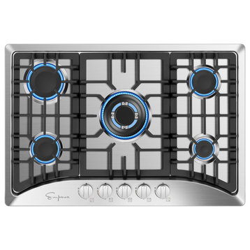 Empava 30" Gas Stove Cooktop with 5 Burners NG/LPG Convertible Stainless Steel