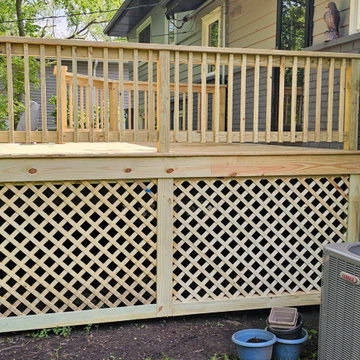 Highland Park Redeck existing deck with treated pine decking, lattice and custom