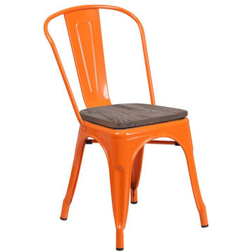 Flash Furniture Metal Stackable Dining Side Chair in Orange