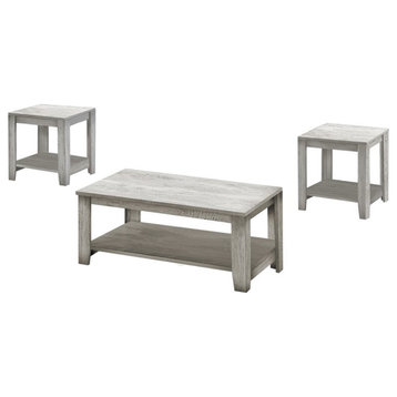 Table Set 3pcs Set Coffee End Side Accent Living Room Laminate Grey