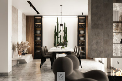 Example of a minimalist dining room design in Other