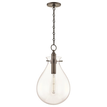 Ivy LED Medium Pendant With Clear Glass Shade, Old Bronze