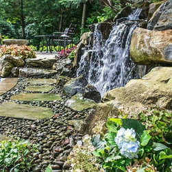 Natural Moss Rock Backyard Noise Barrier (Roslyn, NY): - Outdoor Fountains And Ponds