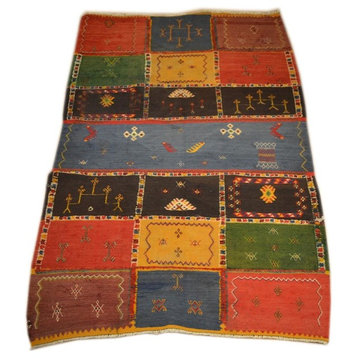 Tribal Afghan Oriental Rug, 4'x6'8"