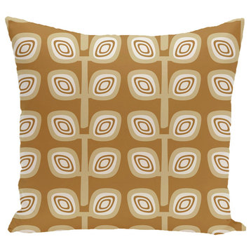 Leaf Tree Geometric Print Pillow, Gold, 20"x20"