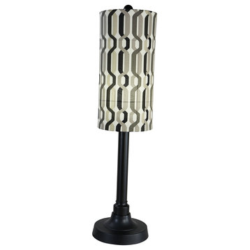 Coronado 42" Table Lamp, 2" Black Body, New Twist Caviar Outdoor Fabric Shade