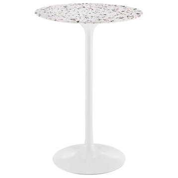 Lippa 28" Round Terrazzo Bar Table in White White