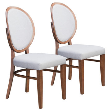 Regents Dining Chair, Set of 2, Walnut and Light Gray