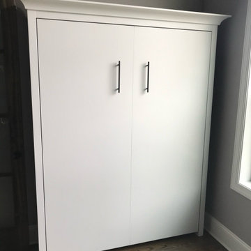Nashville Murphy Beds Custom Built Queen Size Murphy Bed Cabinet in White Finish