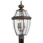 Generation Lighting Collection - Sea Gull Lighting 3-Light Outdoor Post Lantern, Bronze - Blubs Not Included