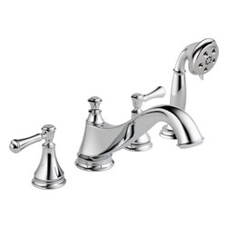 Delta Cassidy Roman Tub w/ Hand Shower Trim - Low Arc Spout - Tub And Shower Faucet Sets