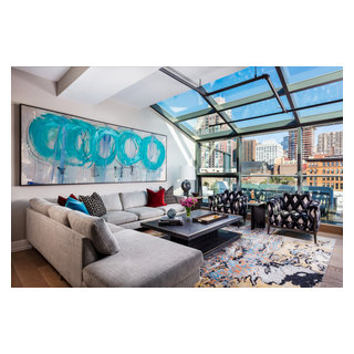 Picture of Penthouse Industrial Loft - Contemporary - Living Room - Philadelphia ...