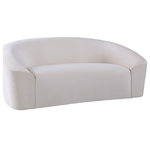 Meridian Furniture - Riley Velvet Upholstered Rounded Loveseat, Cream - Go for easy, breezy style with this lovely Riley velvet love seat. The cream velvet is a showstopper in the living room, den, or great room, adding a casual yet modern vibe wherever you choose to use it. The velvet material feels soft and welcoming to the touch, ensuring that your leisure time is well spent in cloud-like comfort. Pair it with other items in the Riley collection, or use it on its own as a standalone piece.