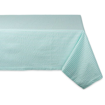 DII Aqua Seersucker Tablecloth