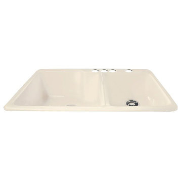 Miseno MCI36-4TM 36" Cast Iron Double Basin Kitchen Sink for Drop - Biscuit