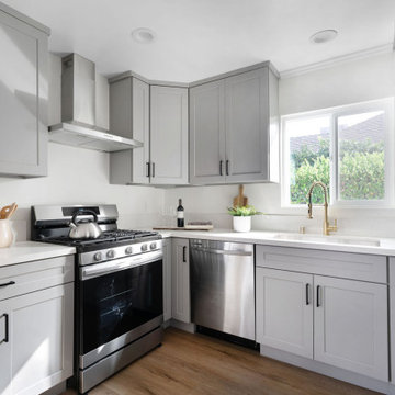 Gray Kitchen Cabinets in Los Angeles Staged Home