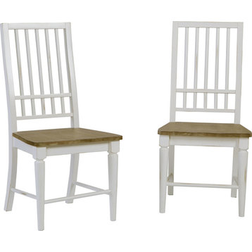 Shutters Dining Chair (Set of 2) - Light Oak, Distressed White