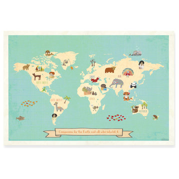 Global Compassion Map Paper Print, 24"x36"
