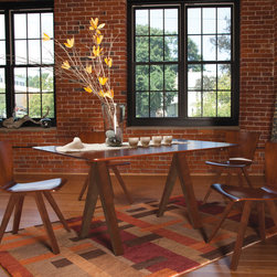 Soma Rectangular Maple Dining Table with Strata Texture Top in Chestnut Finish - Products
