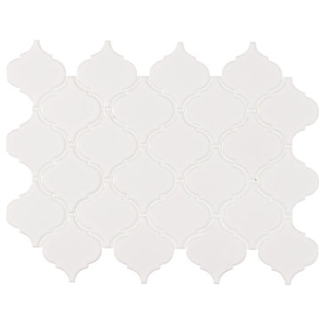 Retro Bianco Glossy Arabesque Mosaic, 15 Sheets