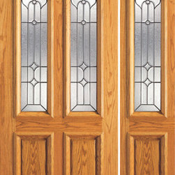 Prehung Mahogany Twin Lite Exterior One Side light Door Glasswork - Front Doors