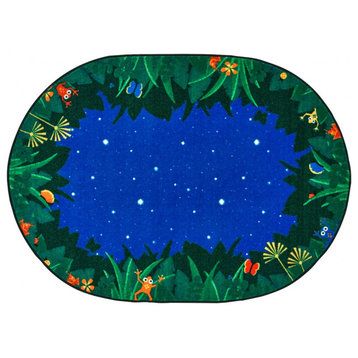 Printed Peaceful Tropical Night Kids Rug Size 3'10"x5'5" Oval, 6'x9' Oval