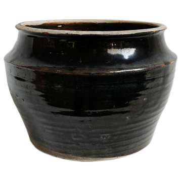 Black Ceramic Village Pot