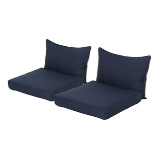 Sunbrella 2pc Outdoor Deep Seat Pillow and Cushion Set Gray/Ivory
