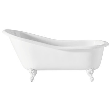 Cheviot Products Slipper Cast Iron Bathtub With Continuous Rolled Rim, White