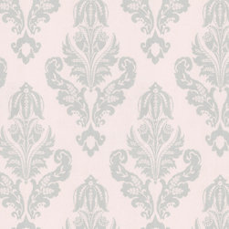 Silver French Damask Fabric - Fabric