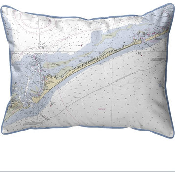 Betsy Drake Ocracoke Inlet, NC Nautical Map Large Corded Indoor/Outdoor Pillow