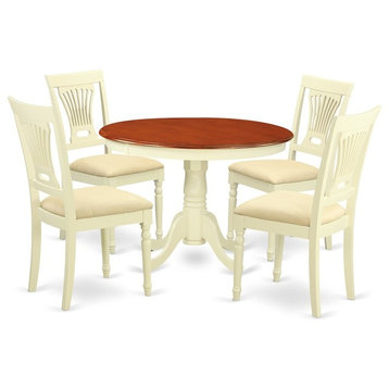 5-Piece Set With a Dining Table and 4 Dinette Chairs, Buttermilk and Cherry