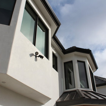 6 inch Angle Face/Flat Face Gutters with smooth Downspouts in Pacific Palisades