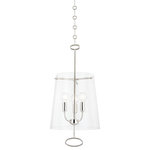 Hudson Valley - Hudson Valley James 3 Light Pendant 4711-PN, Polished Nickel - Inspired by early 20th Century Belgian antiques, James is a charming addition to any space. Playing with direction, a series of upward swooping arms are encased by a downward-facing clear glass shade. A smooth metal loop that tilts inward at the top is perfectly complemented by a matching metal loop that tilts outward at the bottom. Choose James as a 3- or 4-light pendant or 2-light sconce in Aged Brass or Polished Nickel.