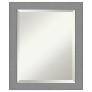 Brushed Nickel Beveled Bathroom Wall Mirror - 19.5 x 23.5 in.