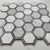 2 Hexagon Carrara White Marble Bardiglio Gray Strip Tile Honed Venato, 1 sheet