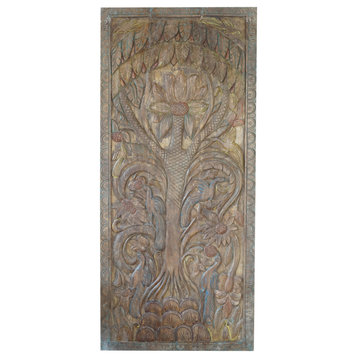 Consigned Tree of Life Carved Door, Natures Harmony Door, Kalpavriksha Door