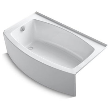 Kohler Expanse 60" X 30-36" Curved Alcove Bath w/ Left-Hand Drain, White