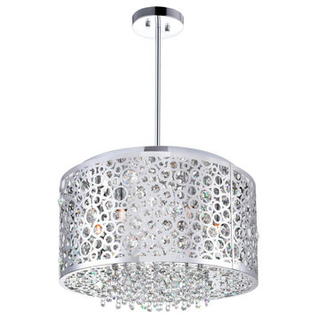 Bubbles 6 Light Drum Shade Chandelier With Chrome Finish