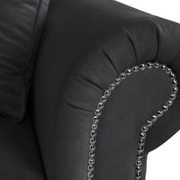 Classic Velvet Chaise Lounge With Nailhead Accents, Black