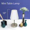 Simple Designs Sand Nickel Mini Basic Table Lamp With Fabric Shade, White