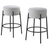 Danica Bar Stool with Upholstered Seat, (Set of 2), Gray Boucle, 29"